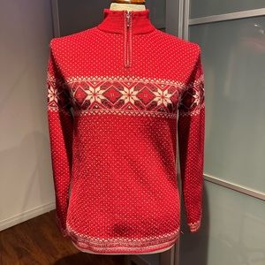 Red Patterned Women's Sweater Cardigan